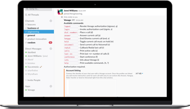 Slack Interface Slack interface